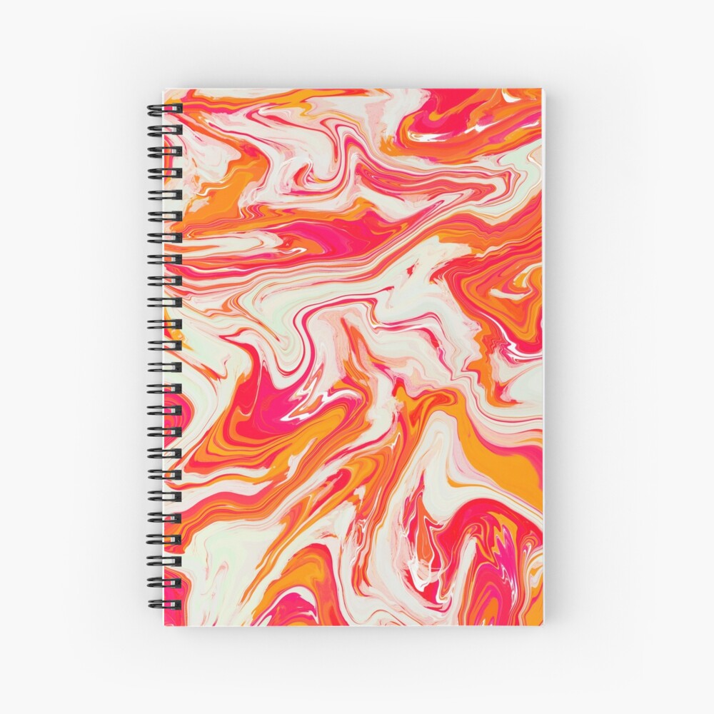 "Orange Pink and White Marble" Spiral Notebook for Sale by katthomas