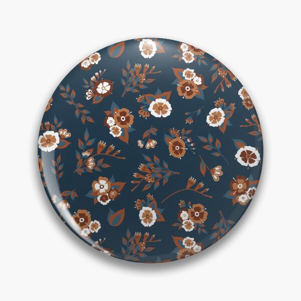 Item preview, Folk Floral Garden Pattern in Navy and Copper designed and sold by NJMoxon.