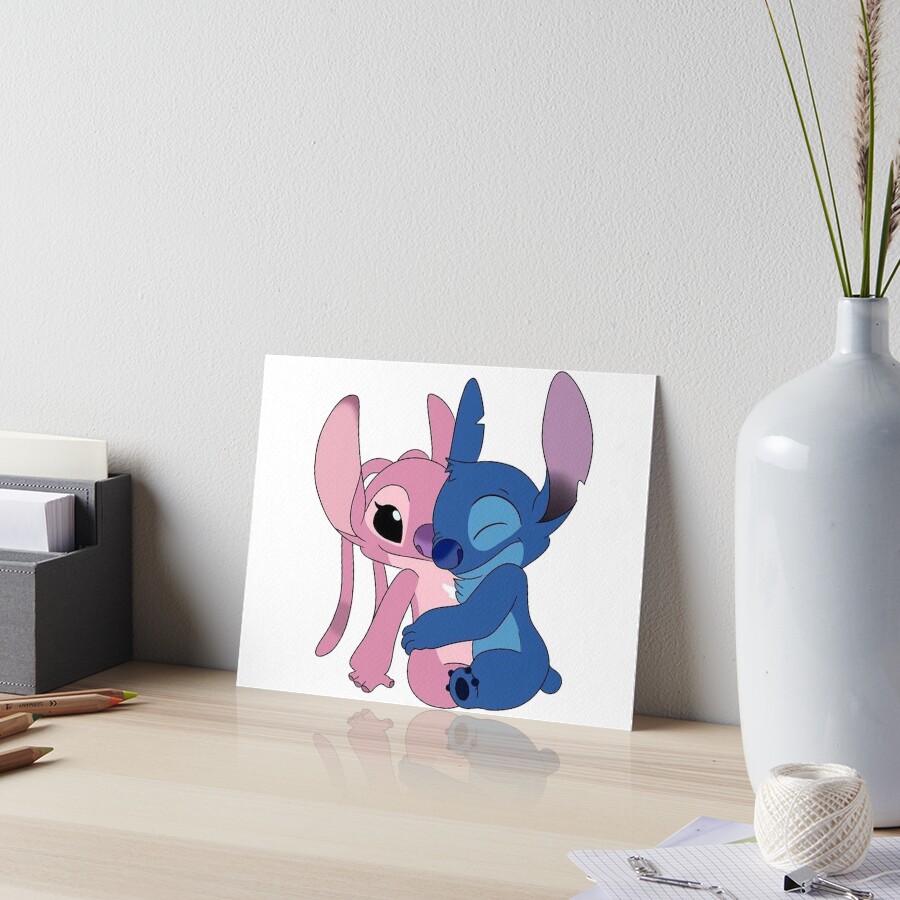 "stitch and angel hug" Art Board Print by Redbubble