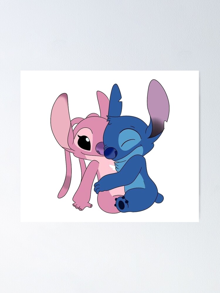 Stitch And Angel Hug Poster By Janetdivito Redbubble