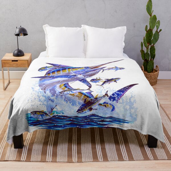 blue marlin and tunas Throw Blanket