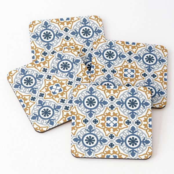 Item preview, Blue and Gold Tile Pattern designed and sold by RicePaperDesign.