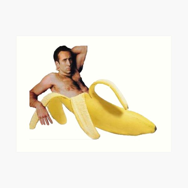 Nicolas Cage In A Banana - Original Yellow Art Print