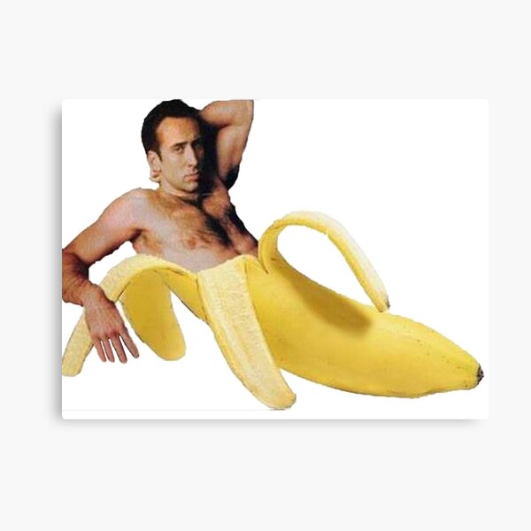 Nicolas Cage In A Banana - Original Yellow Canvas Print