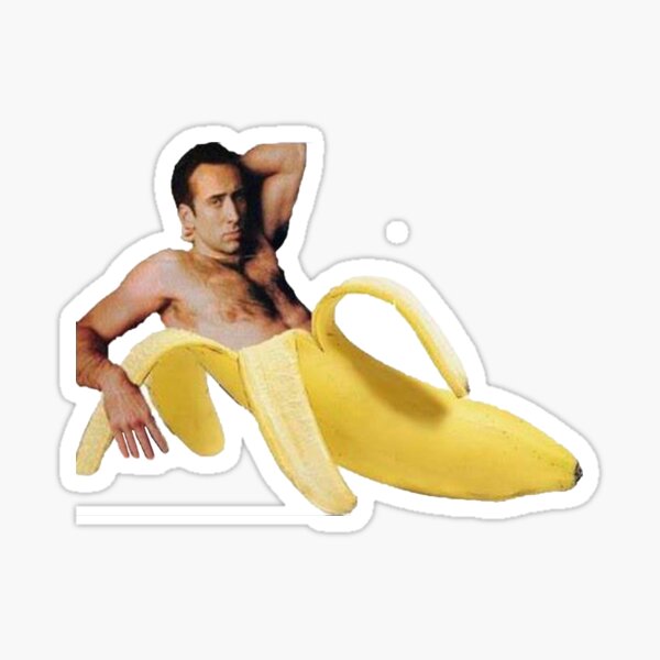 Nicolas Cage In A Banana - Original Yellow Sticker
