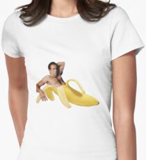 Nicolas Cage In A Banana - Original Yellow Women's Fitted T-Shirt