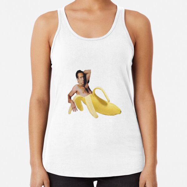 Nicolas Cage In A Banana - Original Yellow Racerback Tank Top