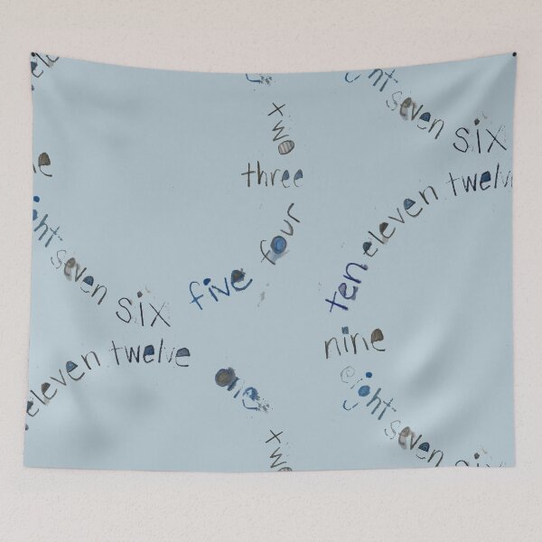 Item preview, Blue Gray Clock with Numbers, original watercolor designed and sold by djrunnels.