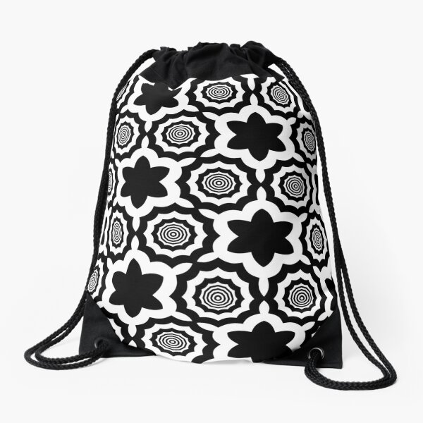 Mimimal Black and White Patterns Drawstring Bag