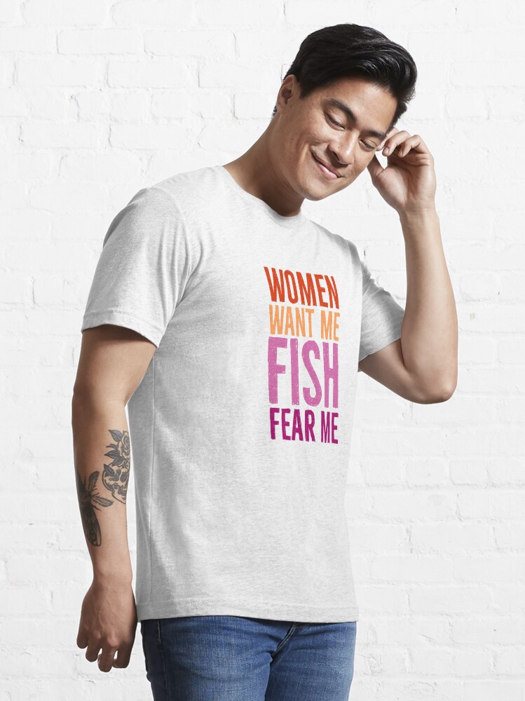 Women Want Me Fish Fear Me Fishing Men's Graphic T-Shirt, Purple, Large