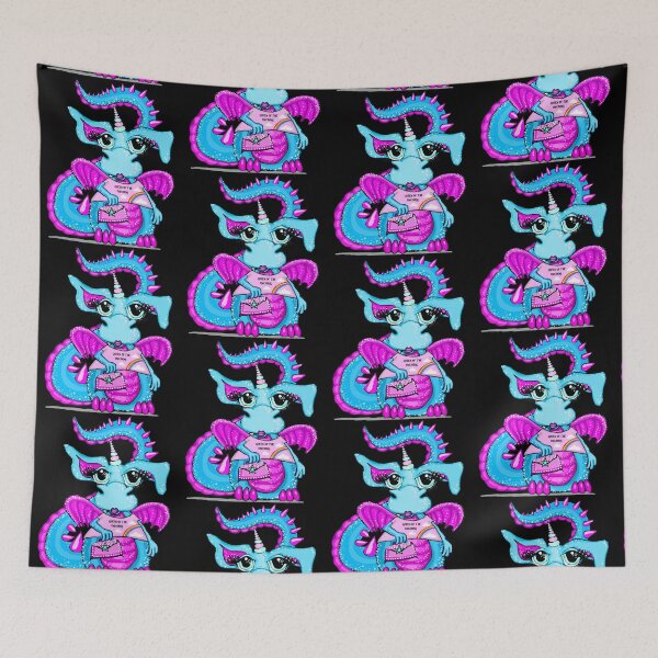 Item preview, Unicorn Wannabe Dragon Pink And Blue designed and sold by jaggerstudios.