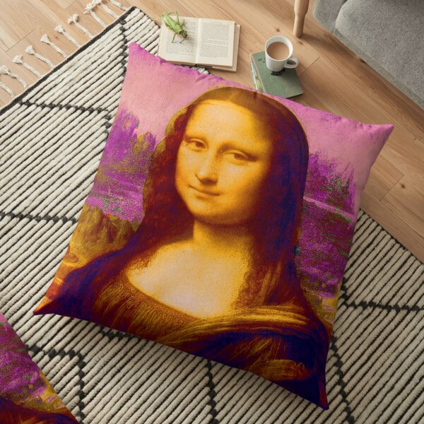 Mona Lisa in Pink da Vinci Renaissance Art Floor Pillow