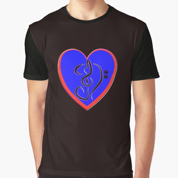 G clef and F clef 3D musical 3D Heart Classical Art symbolic design. Graphic T-Shirt