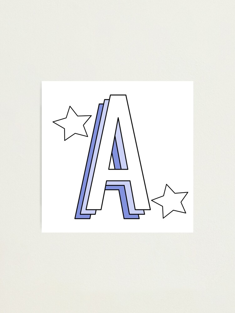 aesthetic blue letter a with stars photographic print for sale by allielibby redbubble