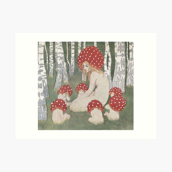 MOTHER MUSHROOM WITH HER CHILDREN - EDWARD OKUN Art Print
