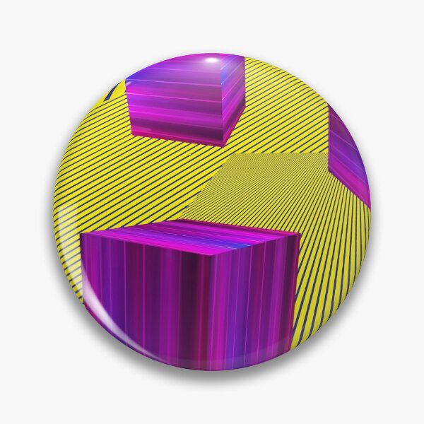 Item preview, Pink  Riddle Cubes shapes on yellow striped pattern. designed and sold by IaroslavB.