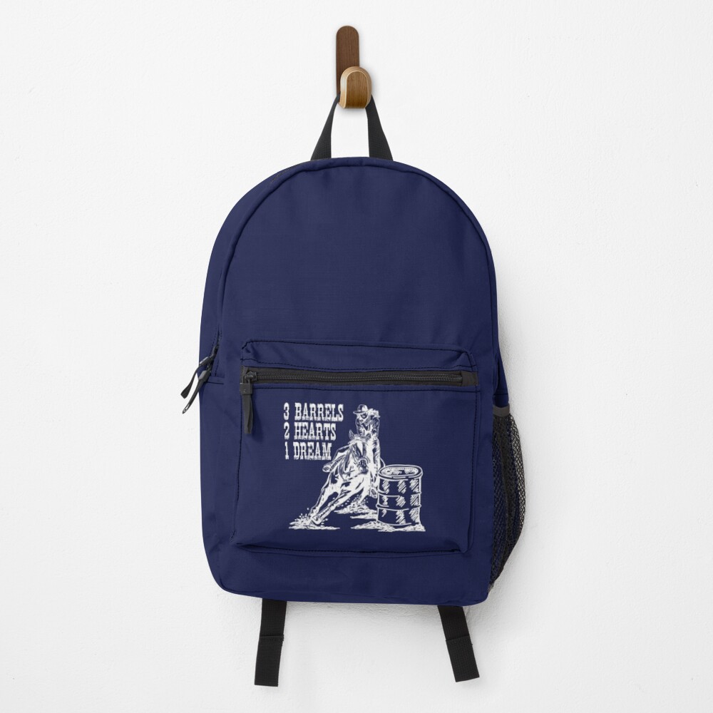 3 Barrels, 2 Hearts, 1 Dream Barrel Racing Design Backpack