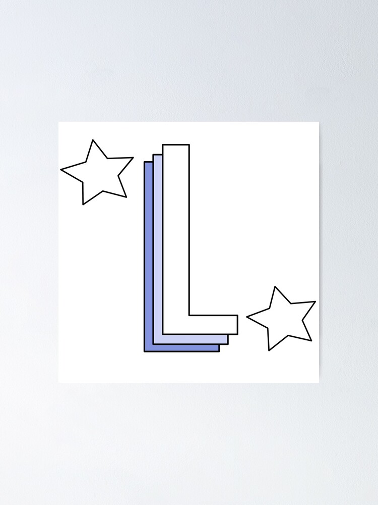 A L Aesthetic Blue Letter L With Stars Poster By Allielibby Redbubble