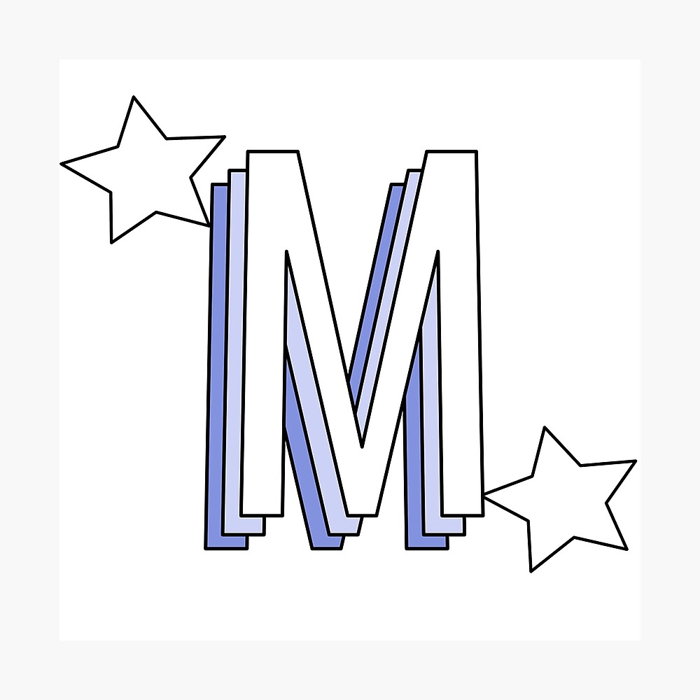a l aesthetic blue letter m with stars poster by allielibby redbubble