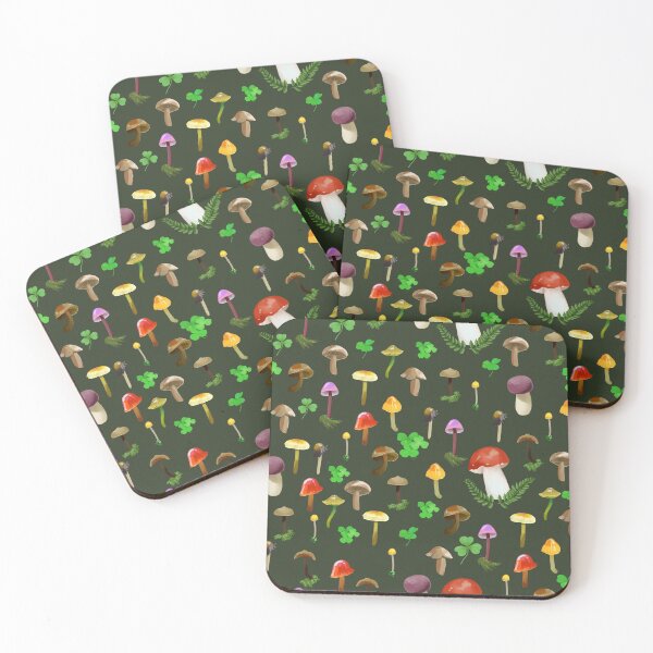 Item preview, Mushrooms! Dark Green Background designed and sold by Maysoulrose.