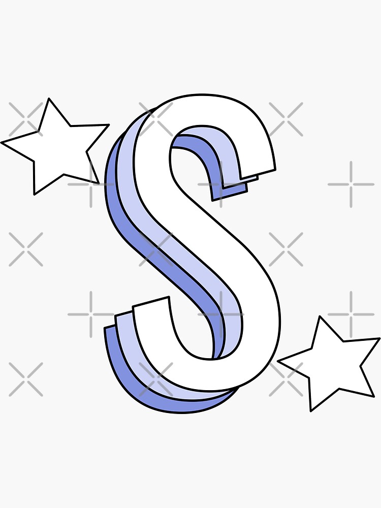 A L Aesthetic Blue Letter S with Stars Sticker by A L Aesthetic Blue Letter S with Stars Sticker by