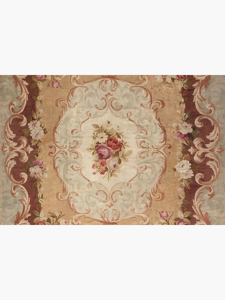 Discover Antique Rose Floral French Aubusson Rug Print Bath Mat