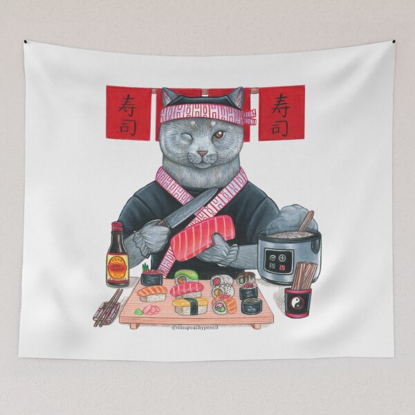 Item preview, Cute Sushi Chef Cat designed and sold by PeachyPencil.