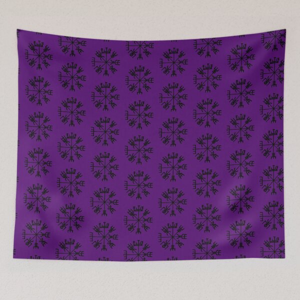 Item preview,  The Guide" vegvisir rune compass futhark vikings black purple designed and sold by Canvasvendetta.