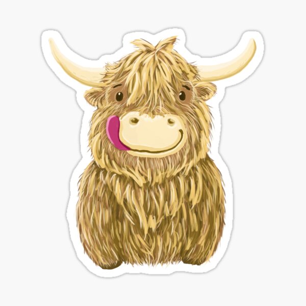 50Pcs Highland Cow Cartoon Stickers animali bovini Graffiti Kids