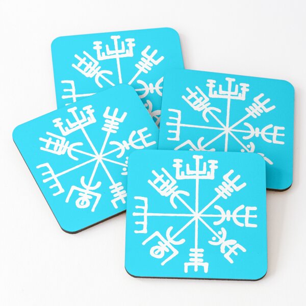 Item preview, vegvisir rune compass futhark guide germanic white turquoise designed and sold by Canvasvendetta.