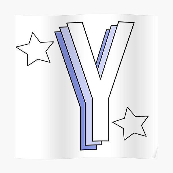 A L Aesthetic Blue Letter Y With Stars Poster By Allielibby Redbubble