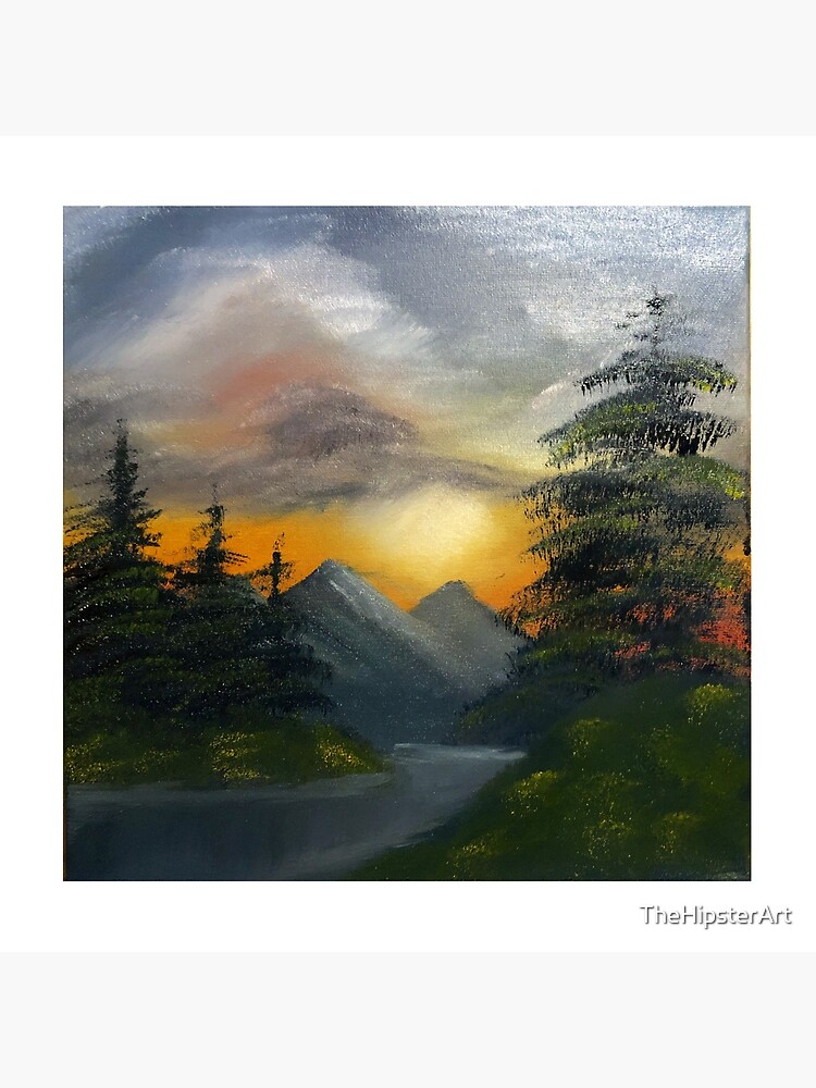 Bob Ross Inspired Landscape - Mountain Art Art Board Print for Sale by  Kitslam Art