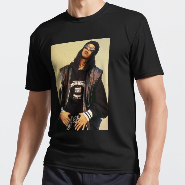 Aaliyah Black Leather Active T-Shirt