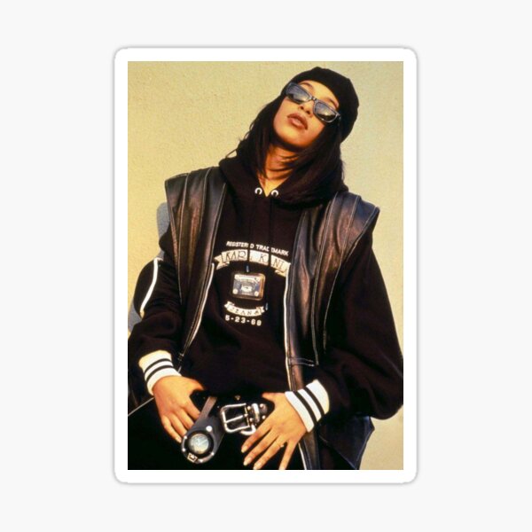 Aaliyah Black Leather Sticker