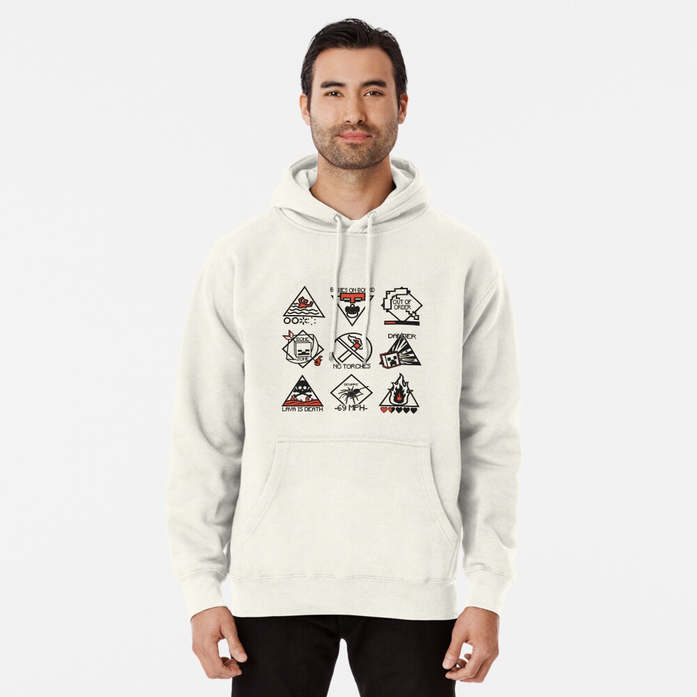 Impossible Difficulty Minecraft Caution Signs Pullover Hoodie By Mekklart Redbubble