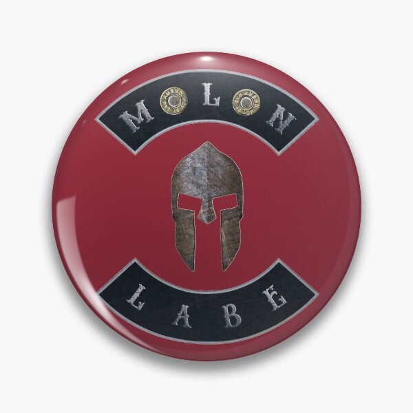 Item preview, Molon Labe in Rockers with Spartan Helmet Independence Red Background designed and sold by MadBadDangerous.
