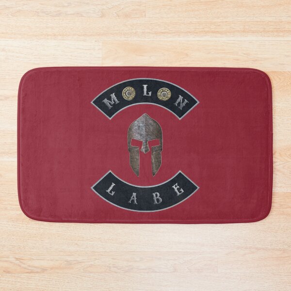 Item preview, Molon Labe in Rockers with Spartan Helmet Independence Red Background designed and sold by MadBadDangerous.