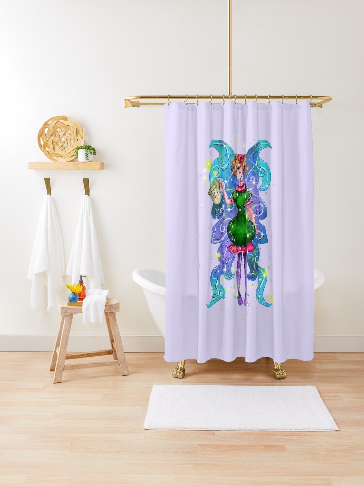Thumbnail 1 of 5, Shower Curtain, Tyra The Teacup Fairy™ designed and sold by TeelieTurner.