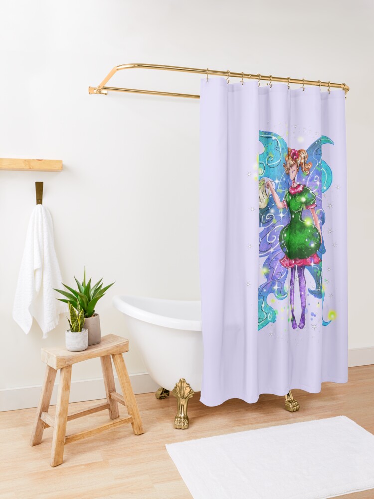 Thumbnail 3 of 5, Shower Curtain, Tyra The Teacup Fairy™ designed and sold by TeelieTurner.
