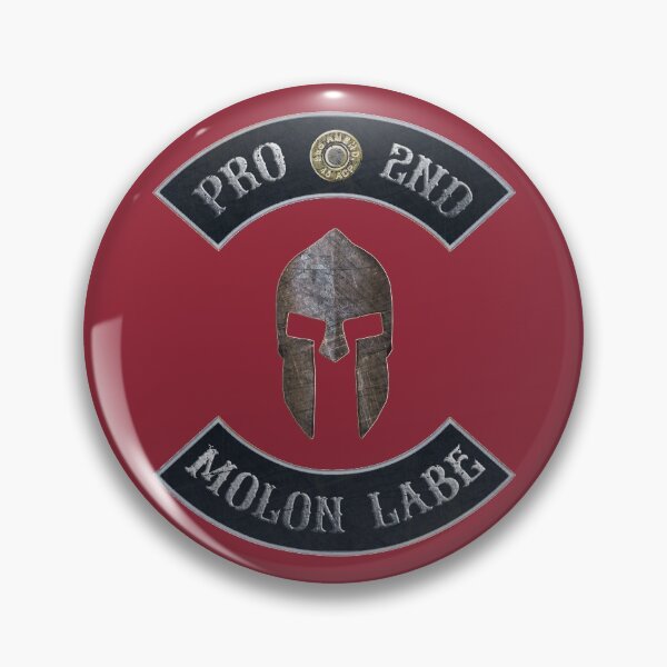 Item preview, Pro 2nd Amendment, Molon Labe in Rockers with Spartan Helmet with Independence Red Background designed and sold by MadBadDangerous.