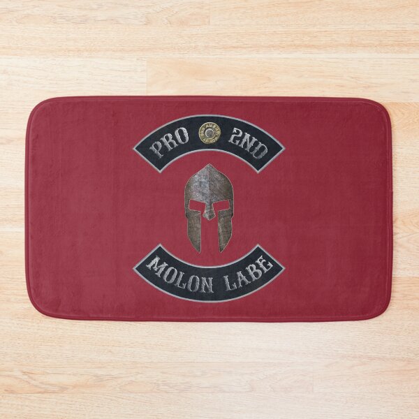 Item preview, Pro 2nd Amendment, Molon Labe in Rockers with Spartan Helmet with Independence Red Background designed and sold by MadBadDangerous.