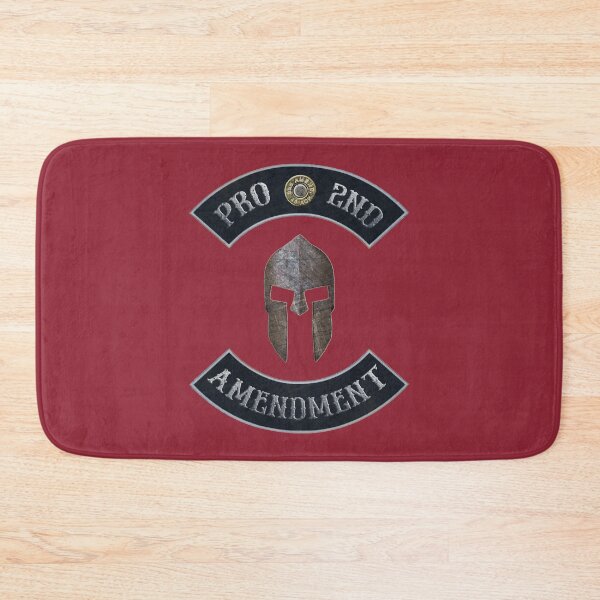 Item preview, Pro 2nd Amendment in Rockers with Spartan Helmet with Independence Red Background designed and sold by MadBadDangerous.
