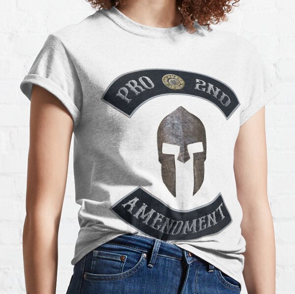 Pro 2nd Amendment in Rockers with Spartan Helmet with Independence Red Background Classic T-Shirt