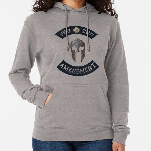 Pro 2nd Amendment in Rockers with Spartan Helmet with Independence Red Background Lightweight Hoodie