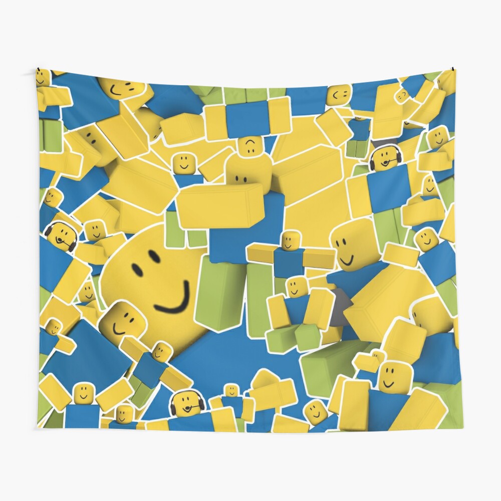 Roblox All The Noobs In The World Pattern Tapestry By Smoothnoob Redbubble - live in a world of robux and tix roblox