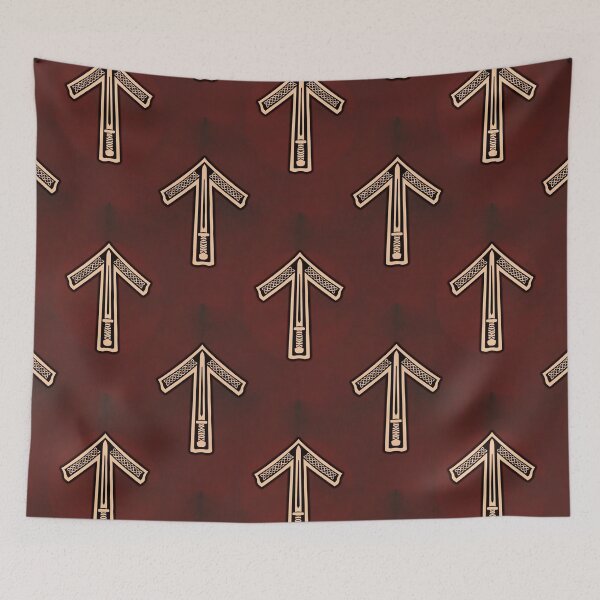 Item preview, Tyr / Tiwaz - Tiling Pattern on Lush Deep Red Brown- Viking / Norse / Saxon Futhark Rune designed and sold by SolarCross.