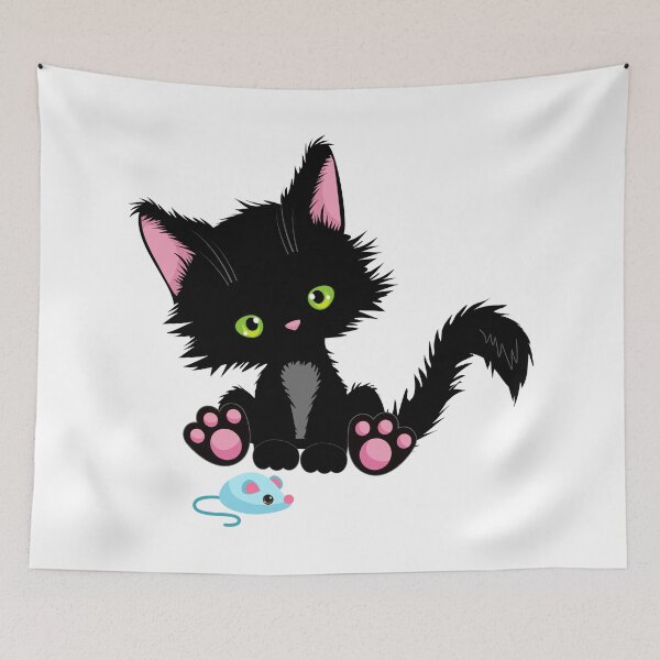 Item preview, Black Kitty Cat and Mouse designed and sold by jeannierose.