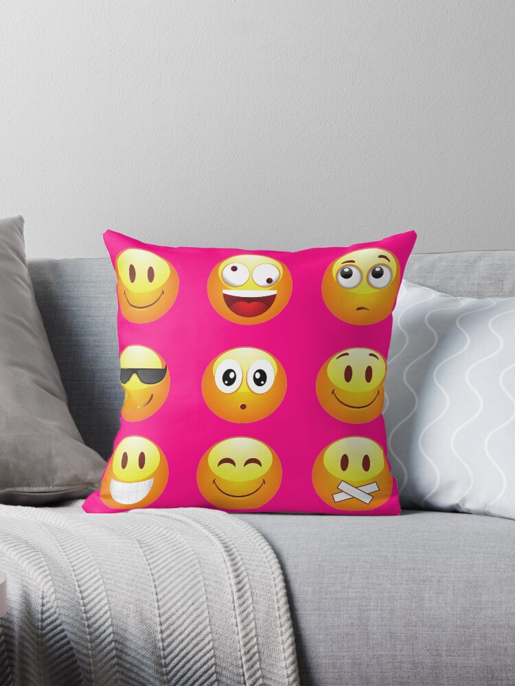 neon pink emoji Pillow