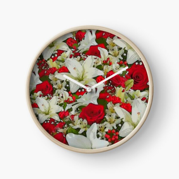 Holiday Lillies and Roses Clock