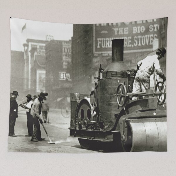 Item preview, Street Workers Using a Steam Roller designed and sold by Ouijawedge.